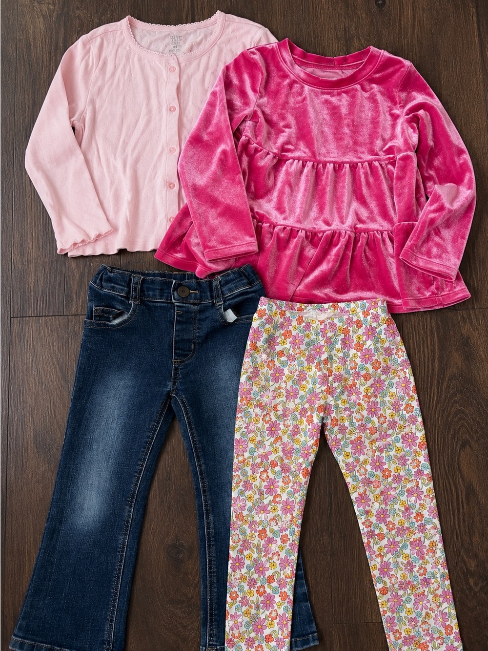 Girls 4T 4/5 fuzzy shirts cozy jeans Bundle Cute Clothes lot essentials